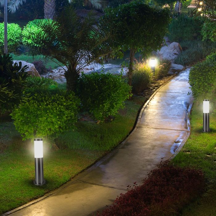 LED BOLLARD E27 LAMP STAINLESS STEEL 76X110X450 IP44 SATIN NICKEL