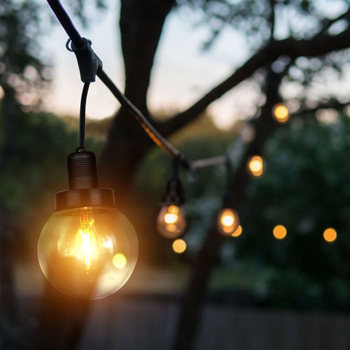 LED STRING LIGHT 3M WITH 6 BULBS MAT BLACK IP65