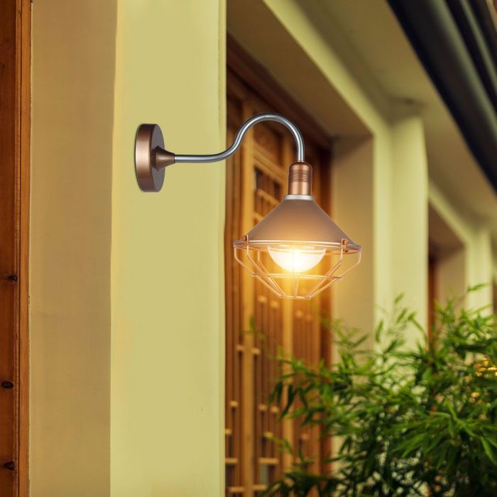 LED WALL E27 LAMP ROSE GOLD DOWN 250X365X420 IP65