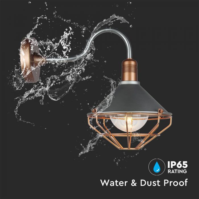 LED WALL E27 LAMP ROSE GOLD DOWN 250X365X420 IP65