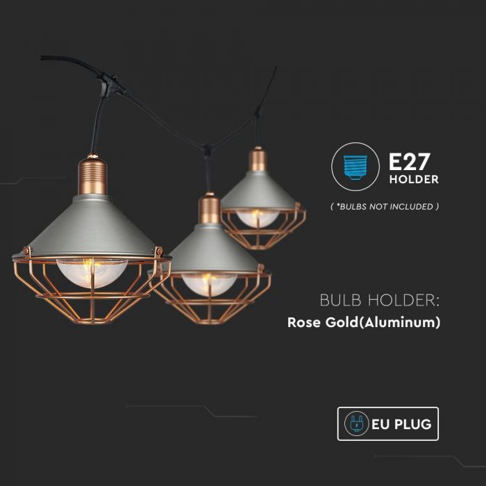LED STRING LIGHT 3M WITH 6 BULBS ROSE GOLD IP65