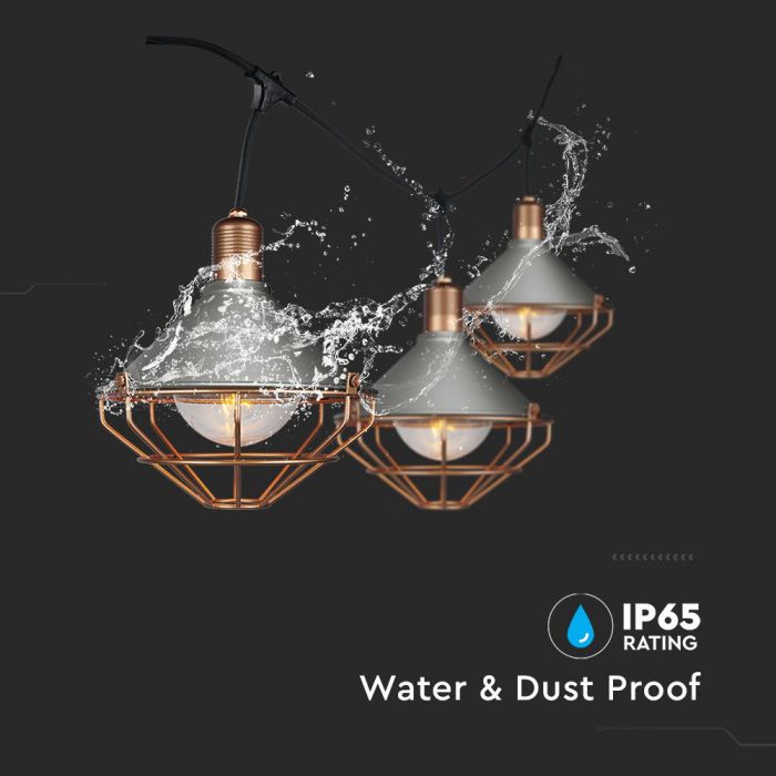 LED STRING LIGHT 3M WITH 6 BULBS ROSE GOLD IP65