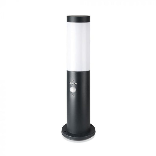LED BOLLARD E27 LAMP STAINLESS STEEL 76X110X450 IP44 BLACK SENSOR
