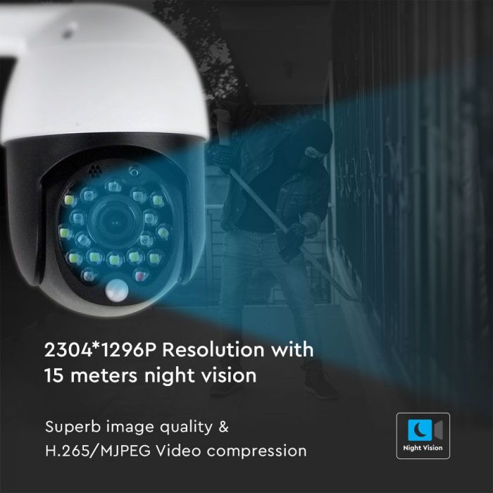 OUTDOOR CAMERA WIFI 2 WAY AUDIO INBUILT MICROPHONE WITH RED & BLUE LIGHT 3MP 12V IP65