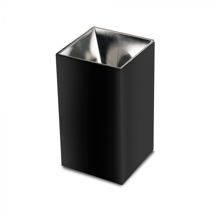 LED SURFACE GU10 FITTING ALUMINIUM SQUARE 74X74X140 BLACK+CHROME