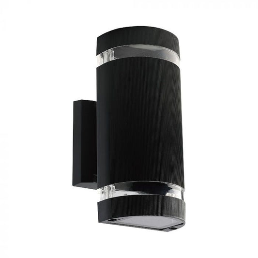LED WALL FITTING ROUND BLACK PC E27x2 130X100X228 IP44