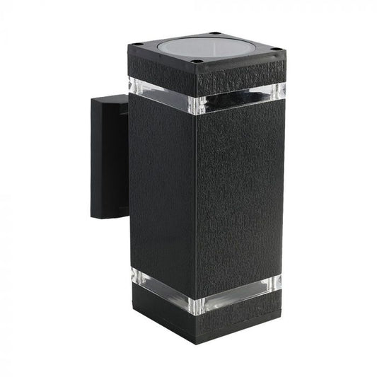 LED WALL FITTING SQUARE BLACK PC E27x2 91X150X228 IP44