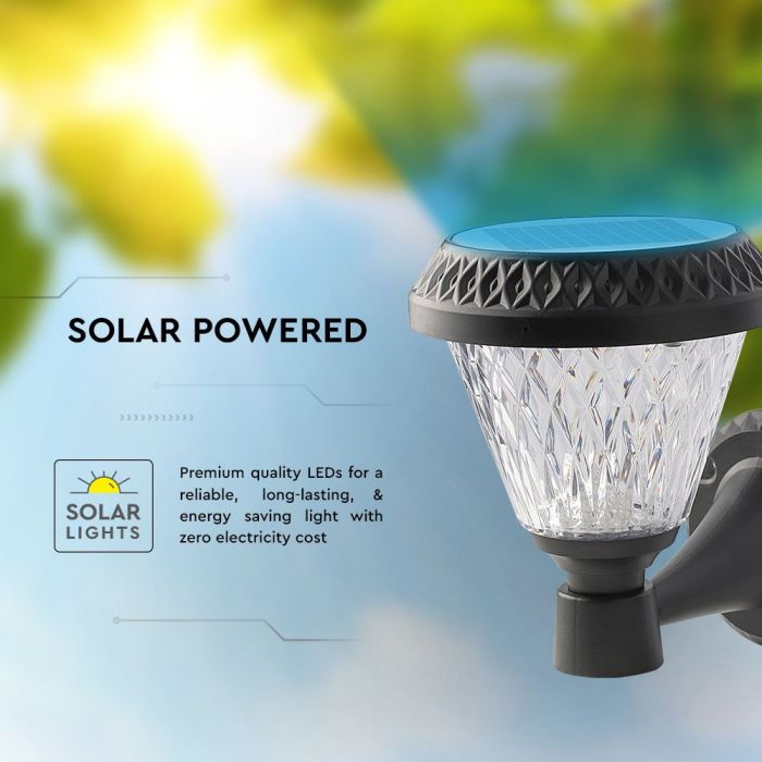 LED SOLAR WALL LAMP with RF Control CCT:3in1 75Lm 90° 16x23 BLACK BODY IP65