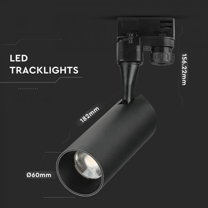 18W LED Tracklight SAMSUNG Chip Black Body 3000K