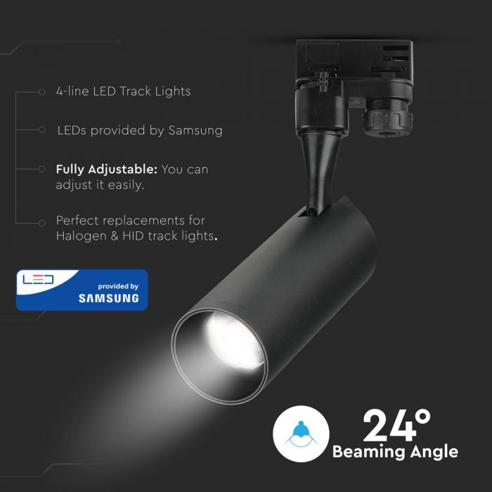 18W LED Tracklight SAMSUNG Chip Black Body 3000K