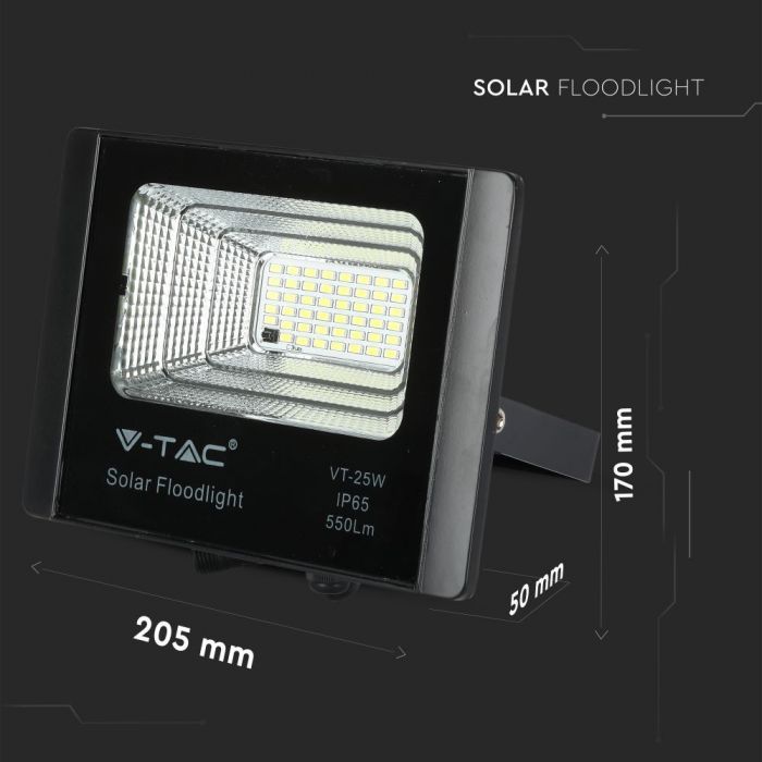 LED SOLAR FLOOD LIGHT 12W DL 550lm 120° 205X50X170 IP65 BLACK