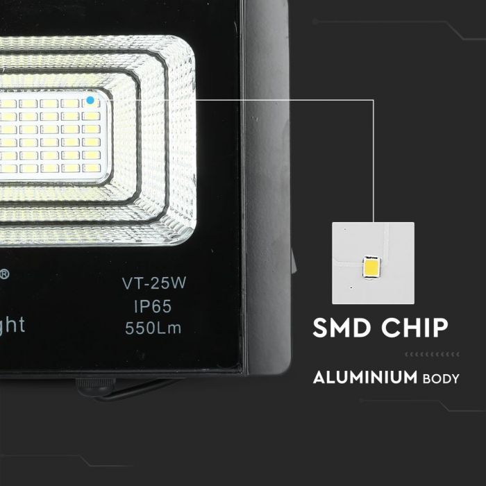 LED SOLAR FLOOD LIGHT 12W CW 550lm 120° 205X50X170 IP65 BLACK