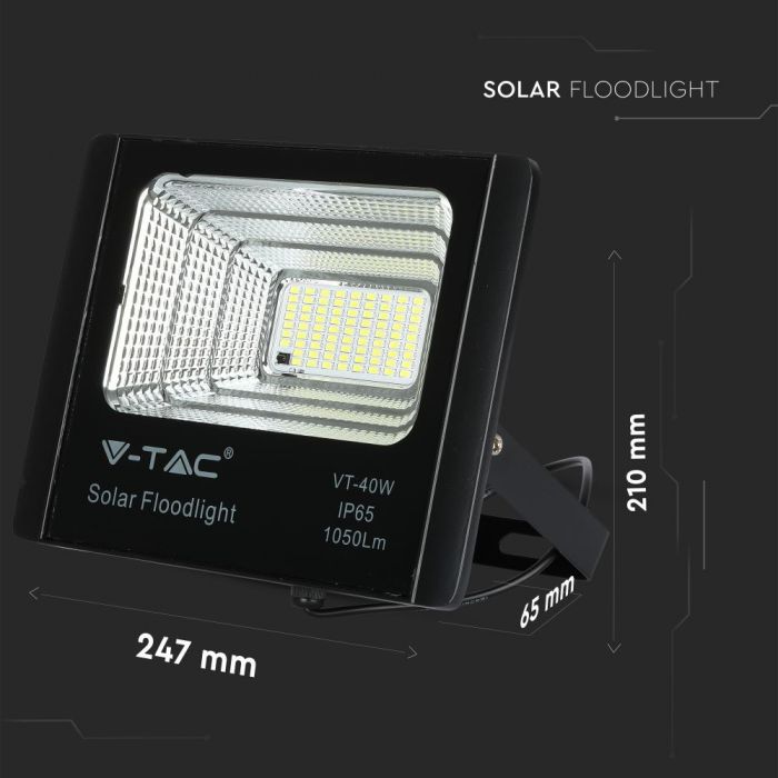 LED SOLAR FLOOD LIGHT 16W DL 1050lm 120° 247X65X210 IP65 BLACK