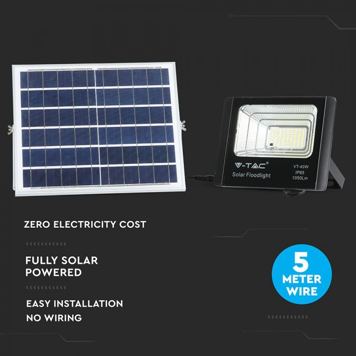 LED SOLAR FLOOD LIGHT 16W DL 1050lm 120° 247X65X210 IP65 BLACK
