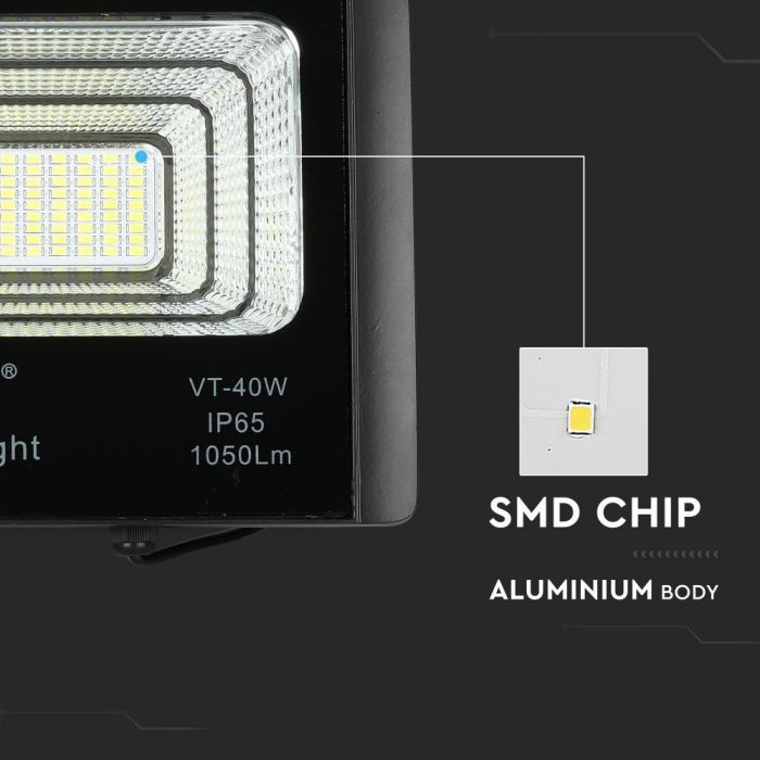 LED SOLAR FLOOD LIGHT 16W DL 1050lm 120° 247X65X210 IP65 BLACK