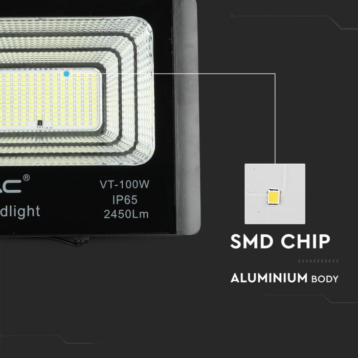 LED SOLAR FLOOD LIGHT 35W CW 2450lm 120° 325X85X280 IP65 BLACK