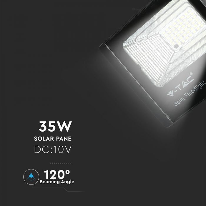 LED SOLAR FLOOD LIGHT 35W CW 2450lm 120° 325X85X280 IP65 BLACK