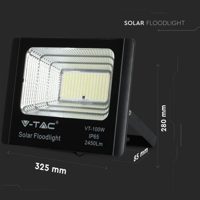 LED SOLAR FLOOD LIGHT 35W CW 2450lm 120° 325X85X280 IP65 BLACK