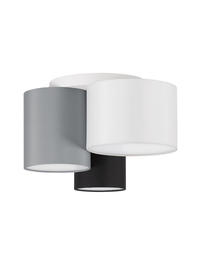 LED CEILING LIGHT BRYSON Sandy White Metal Base White,Black& Grey Fabric Shade E27x3 35x21cm