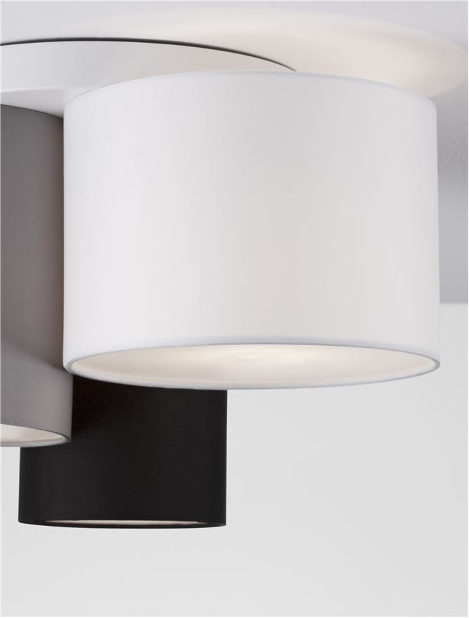 LED CEILING LIGHT BRYSON Sandy White Metal Base White,Black& Grey Fabric Shade E27x3 35x21cm