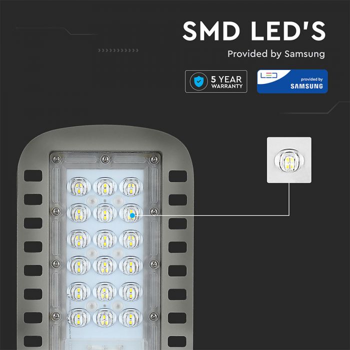 LED Street Light SAMSUNG Chip 5 Years Warranty 30W Slim 6400K 120 lm/Watt