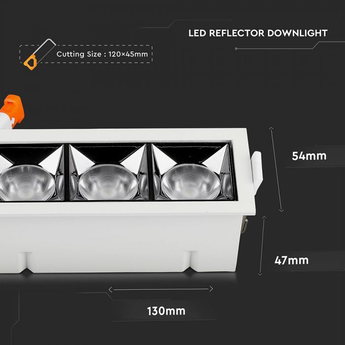 LED REFLECTOR SMD DOWNLIGHT12W WW 960lm 38° 130X54X47(120X45) SAMSUNG CHIP