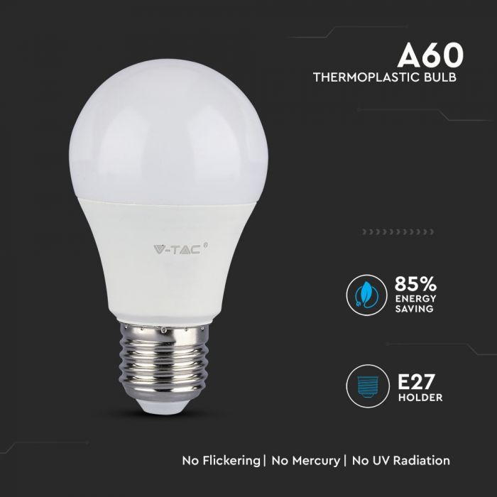 LED Bulb SAMSUNG Chip 6.5W E27 A++ A60 Plastic 6400K