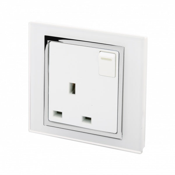 CRYSTAL CT 13A SINGLE PLUG SOCKET WITH SWITCH WHITE