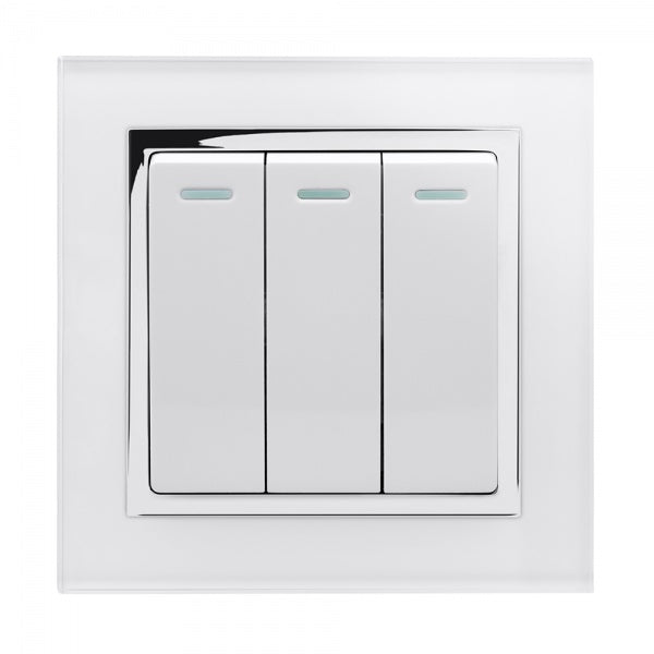 CRYSTAL CT (RETRACTIVE/PULSE) LIGHT SWITCH 3 GANG WHITE