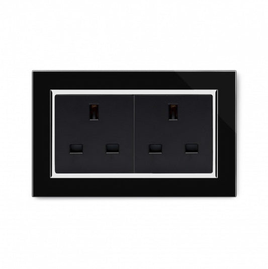 CRYSTAL CT 13A DOUBLE PLUG UNSWITCHED SOCKET BLACK