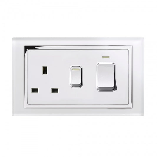 CRYSTAL CT 45A DP COOKER & 13A SOCKET WHITE CHROME TRIM