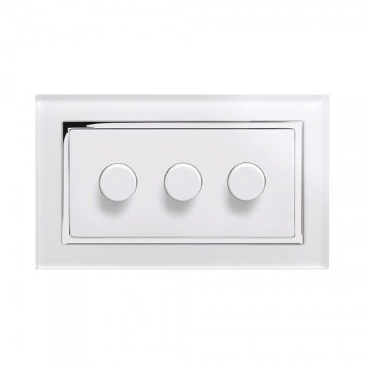 CRYSTAL CT ROTARY INTELLIGENT LED DIMMER SWITCH 3G/2WAY WHITE