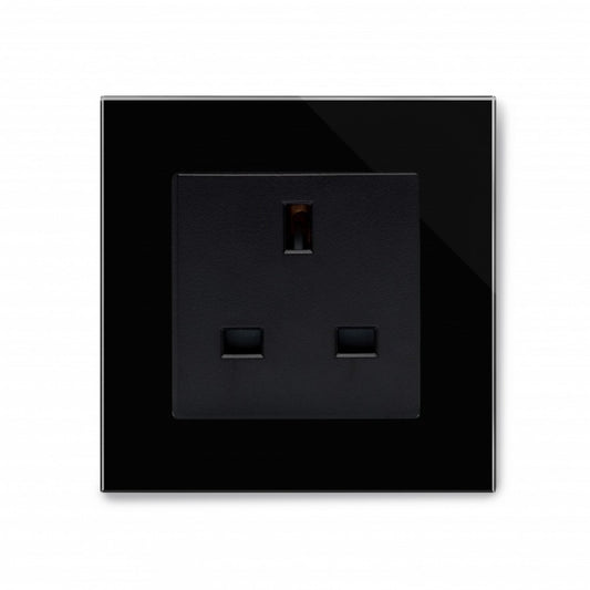 CRYSTAL PG SINGLE 13A UK UNSWITCHED SOCKET BLACK