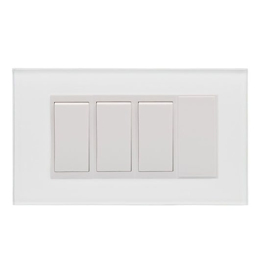 CRYSTAL PG 3 GANG (3X 2WAY/1X BLANK) DOUBLE PLATE WHITE