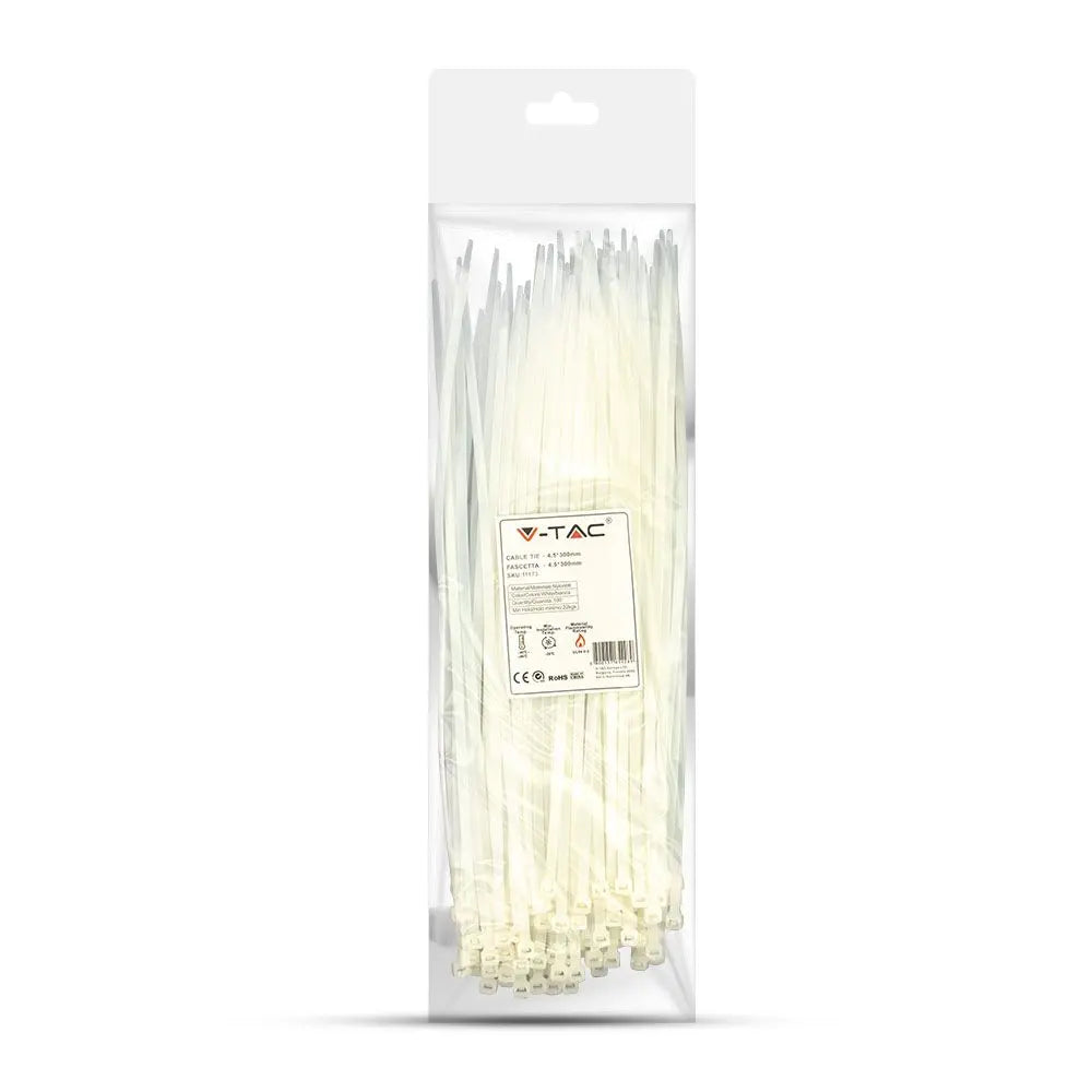 Cable Tie - 4.5 x 300mm White 100 pcs/pack