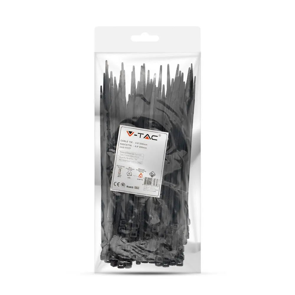 Cable Tie - 4.8 x 200mm Black 100 pcs/pack