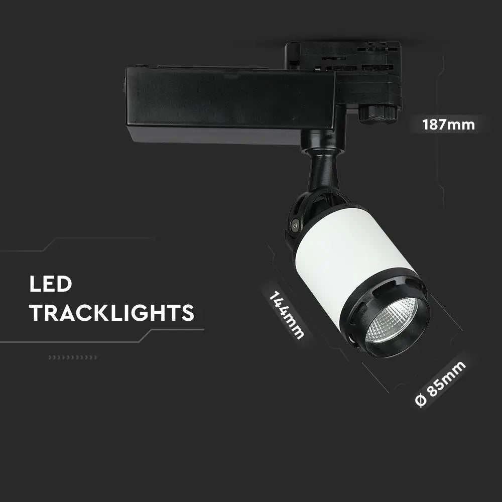25W LED Track Light Black/White Body White