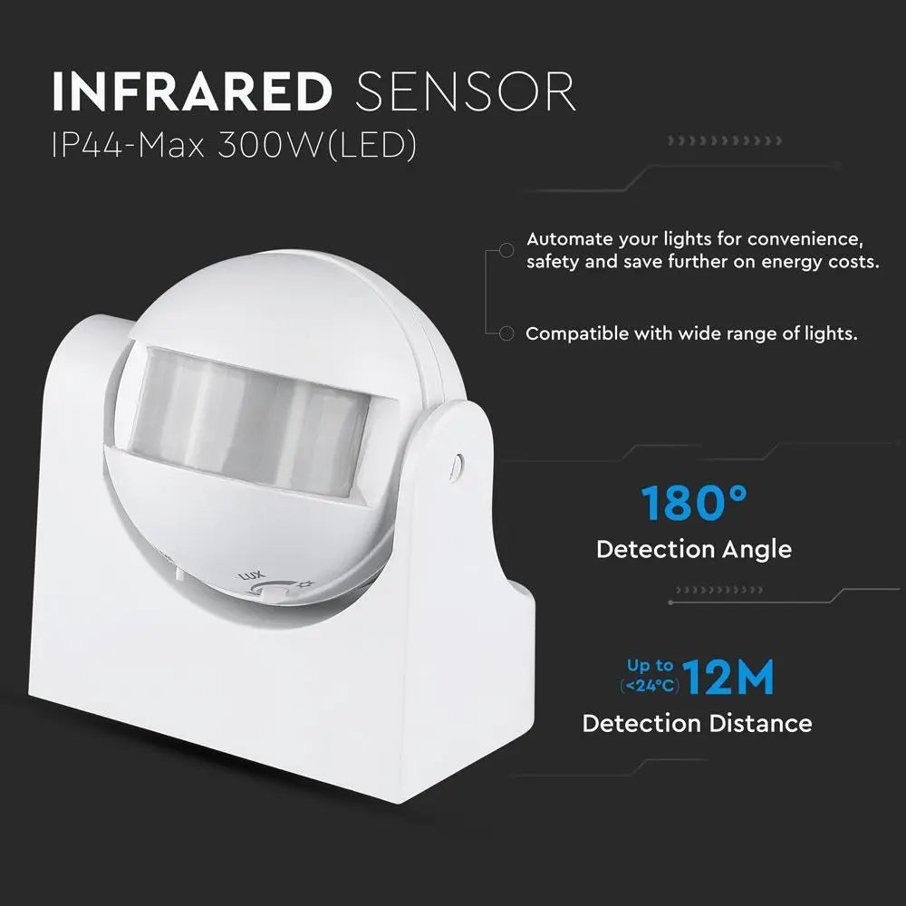 Infrared Motion Sensor White 180Ã‚Â°
