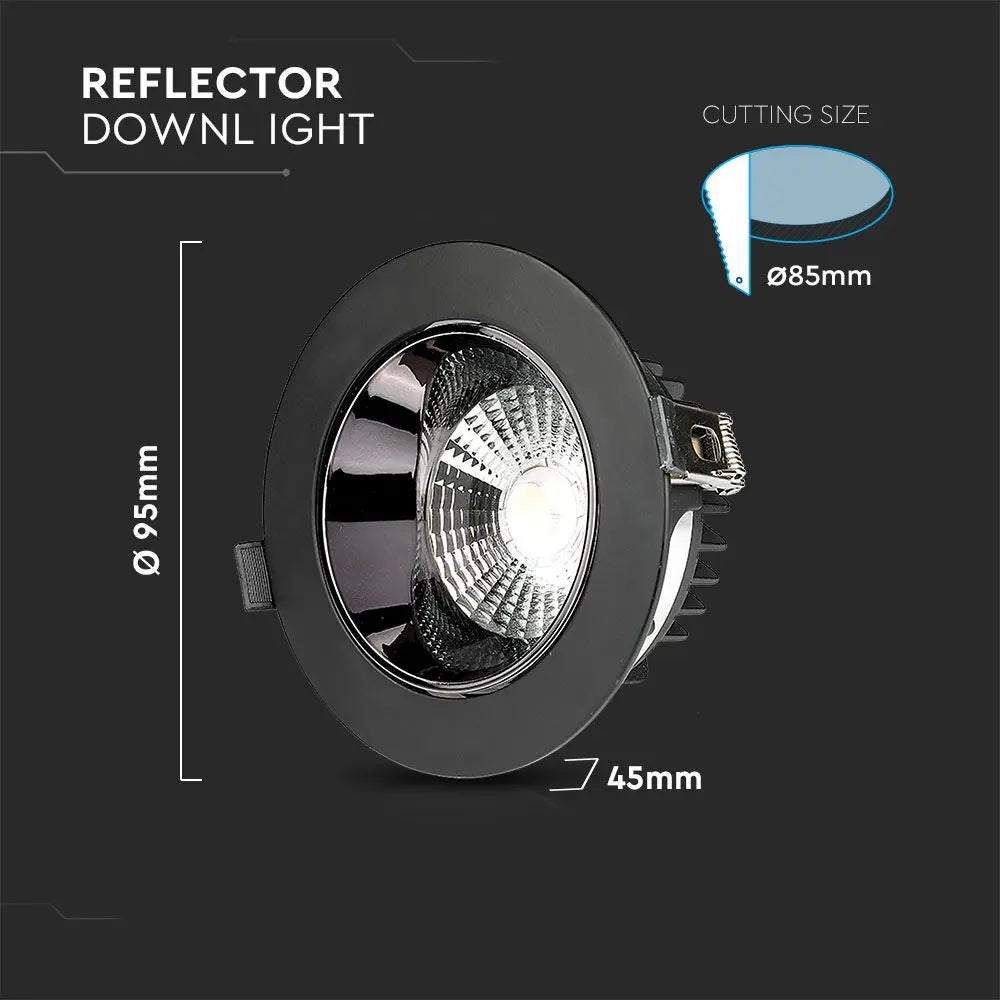 LED Downlight SAMSUNG Chip 10W COB Reflector Black 6400K