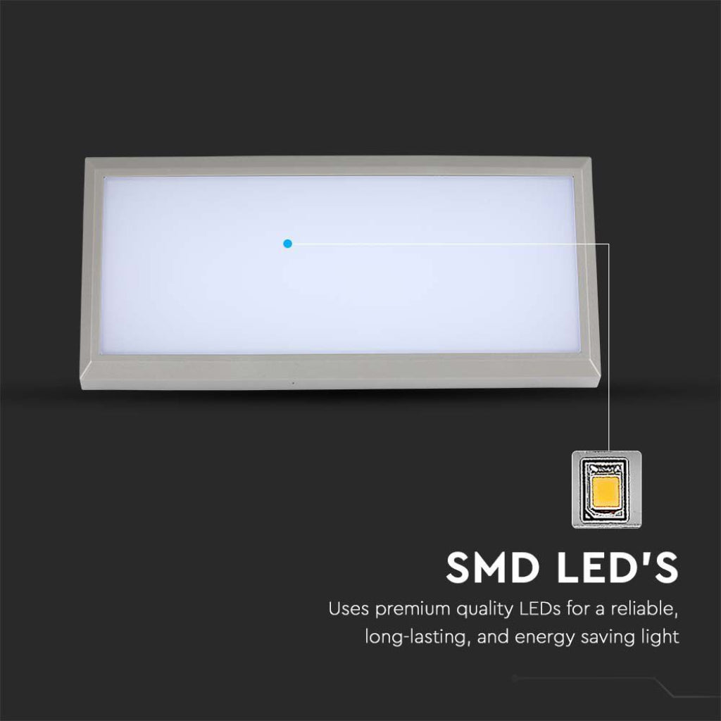 LED OUTDOOR WALL LIGHT GREY 12W CW 1250lm110° 265X120X81 IP65