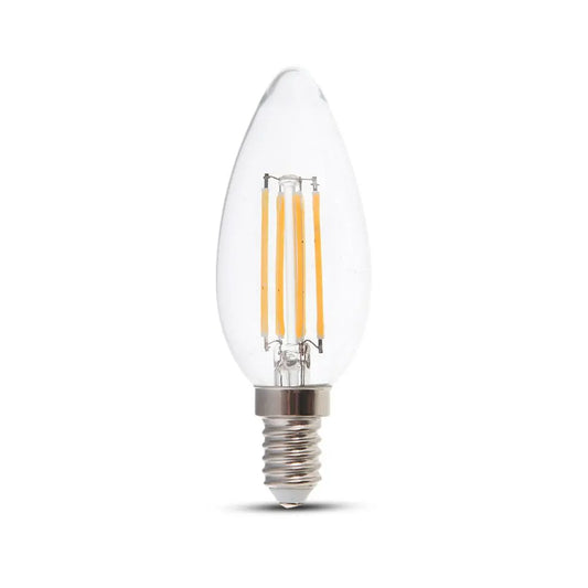 LED Bulb 6W Filament E14 Clear Cover Candle 4000K 130 lm/W
