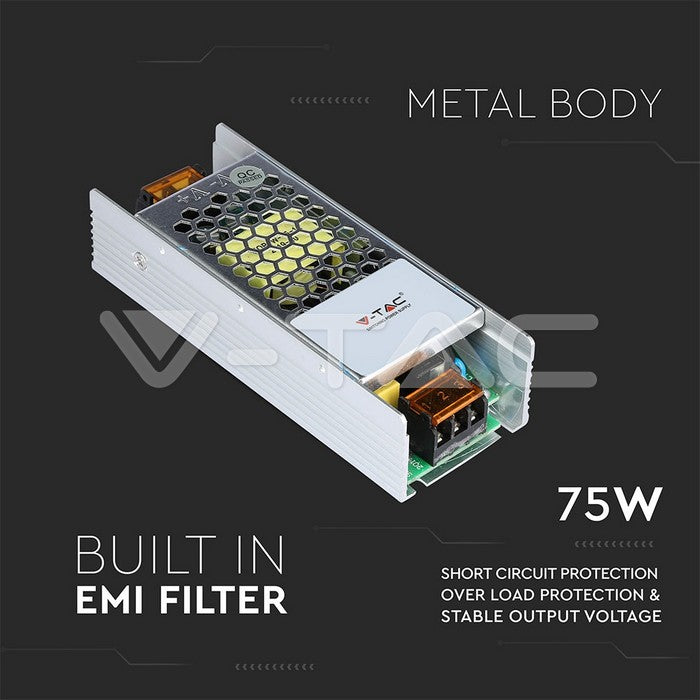 LED Power Supply 75W 12V 6A Metal Slim