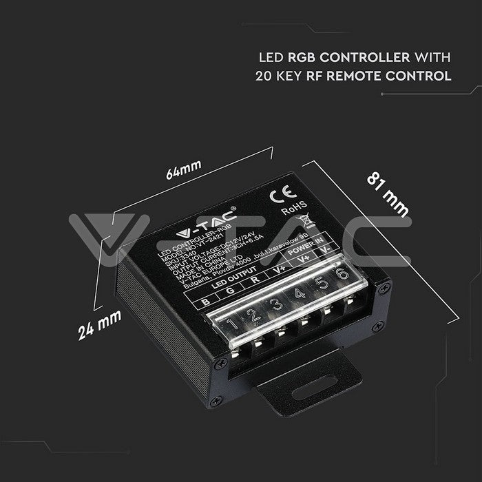 LED RGB Controller 20 Key RF Remote Control Small