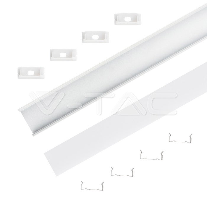 LED Strip Mounting Kit With Diffuser Aluminum 2000 x  23.5 x 10mm White Housing