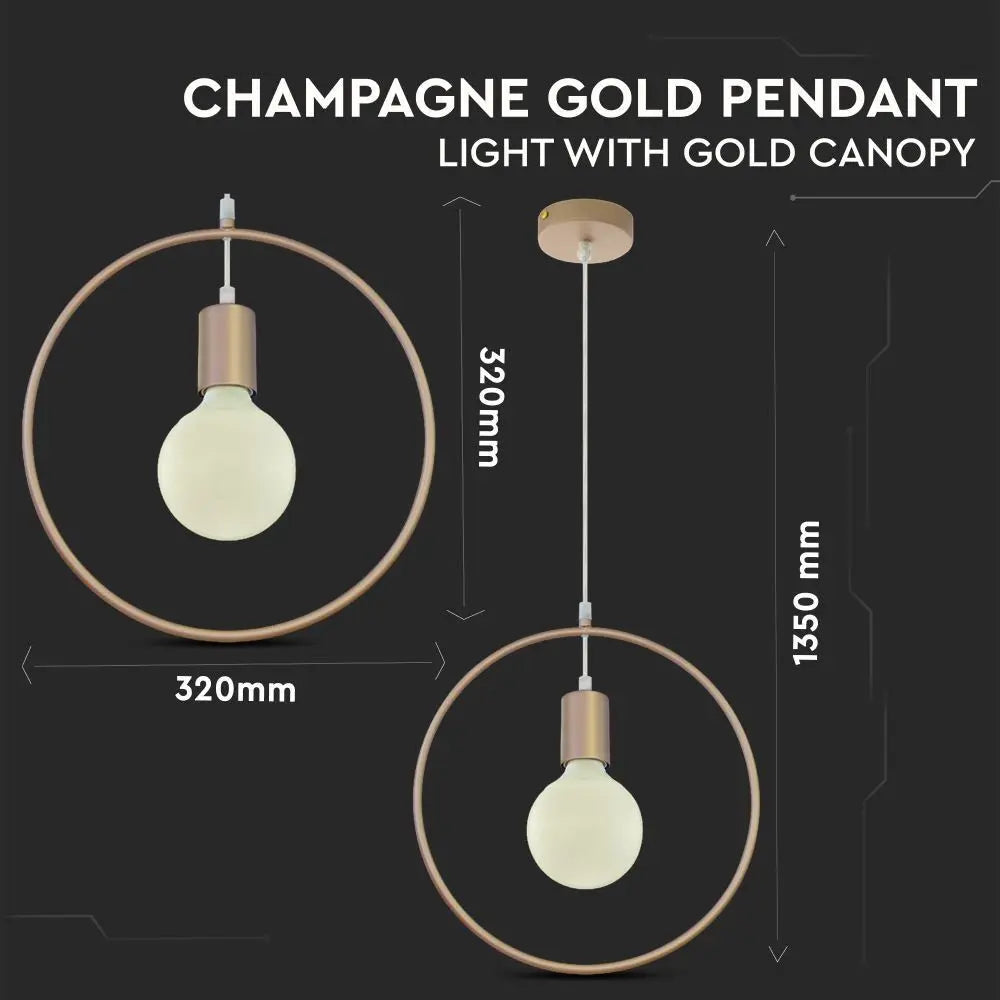 Geometric Pendant Light Champagne Gold Round