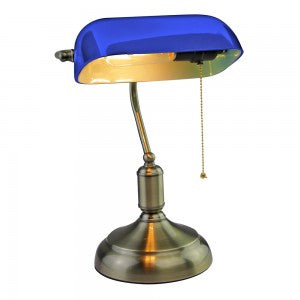 Bankers Table Lamp Switch E27 Blue