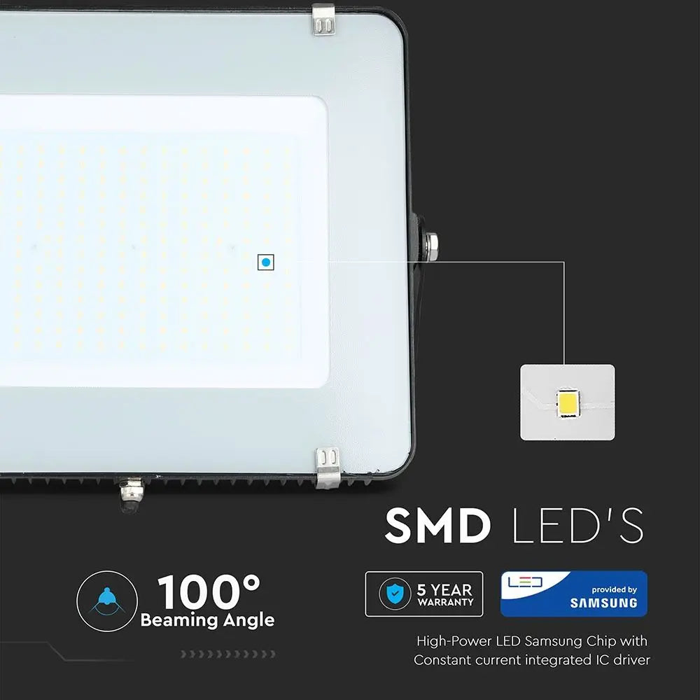 200W LED Floodlight SMD SAMSUNG Chip Slim Black Body White