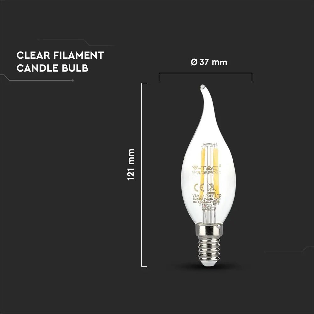 LED Bulb 4W Filament Patent E14 Candle Flame Warm White