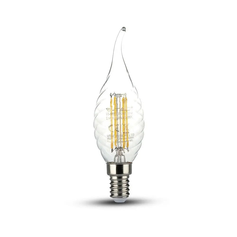 LED Bulb 4W Filament Patent E14 Twist Candle Flame Warm White Dimmable