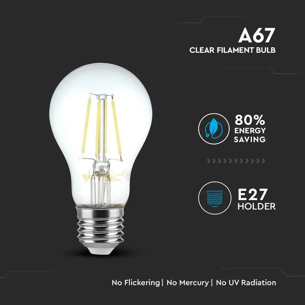 LED Bulb 8W Filament Patent E27 A67 White